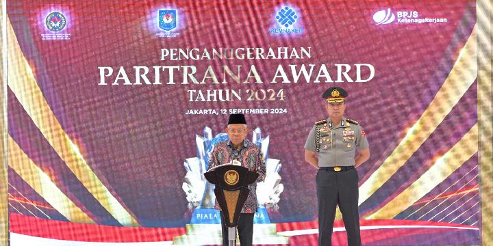 Wapres Maruf Amin Berikan Paritrana Award, Harapkan Angka Common Protection Jamsostek Terus Meningkat