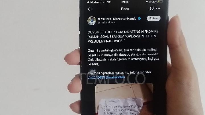 Selain Rumah, Penulis Esai Konspirasi Prabowo Bilang Kantornya juga Didatangi Orang Tak Dikenal